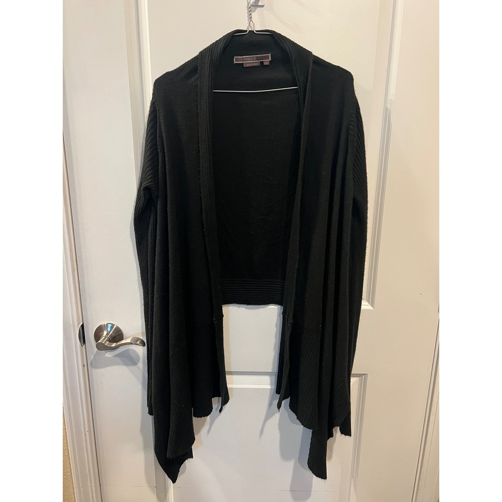 To The Max Womens Cardigan Draped Waterfall Front Black Small
